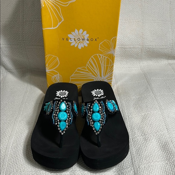 Yellow Box Turquoise Beaded Sandals - Picture 1 of 5